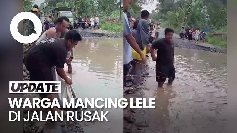 Protes Jalan Rusak di Bengkulu Utara, Warga Gelar Lomba Mancing di Jalan