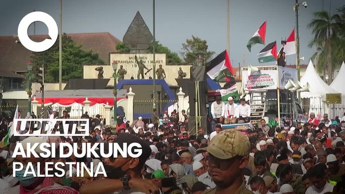 Lautan Umat Islam Salat-Doa Bersama di Titik Nol Jogja untuk Palestina