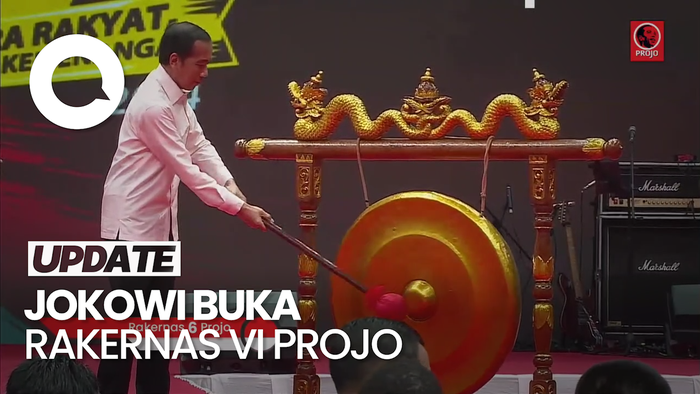 Jokowi Resmi Buka Rakernas VI Projo, Pukul Gong Sebanyak 8 Kali