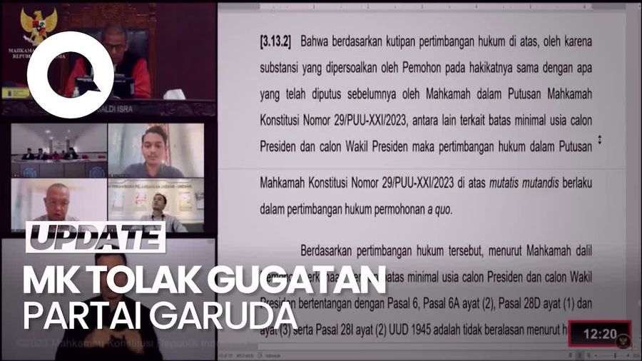 Gugatan Batas Capres-Cawapres Partai Garuda Ditolak MK, Ini Alasannya