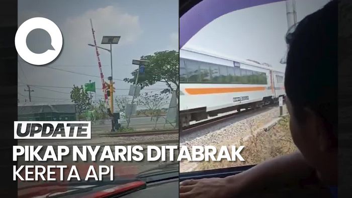 Pikap Ini Nyaris Dihajar Kereta Api gegara Ditinggal Penjaga Pelintasan!