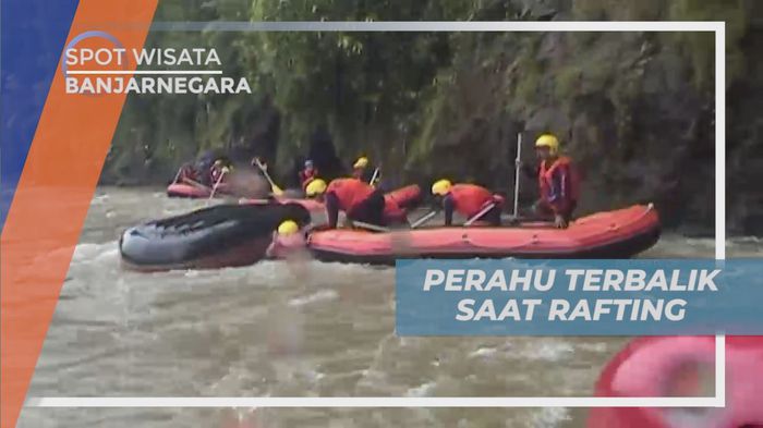 Sensasi Mendebarkan, Perahu Terbalik Saat Rafting di Sungai Serayu, Banjarnegara