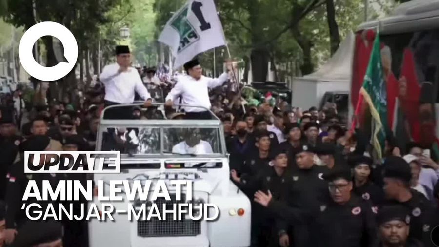 Saat Arak-arakan Anies-Cak Imin Lewati Ganjar-Mahfud