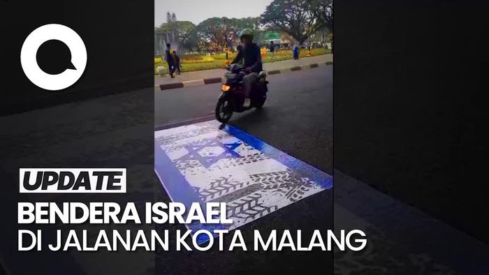 Viral Bendera Israel Ditempel di Aspal Jalanan Kota Malang