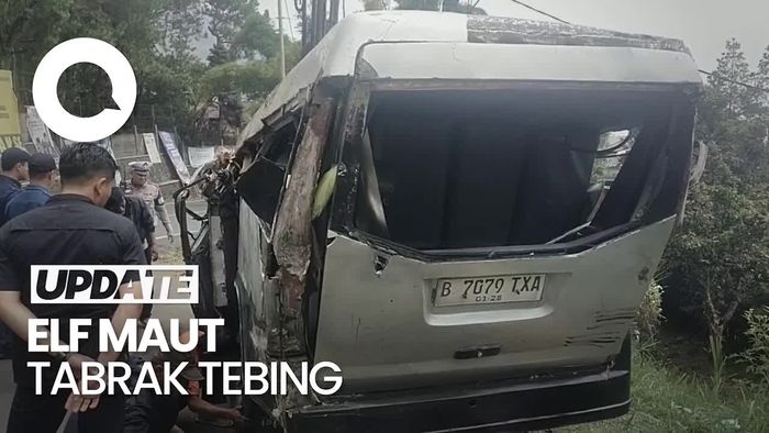 Kondisi Elf Maut Seusai Tabrak Tebing di Jalur Puncak Cipanas