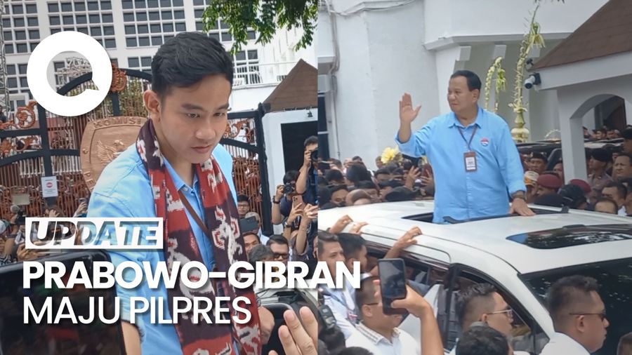 Momen Prabowo-Gibran Sapa Pendukung Setelah Daftar ke KPU