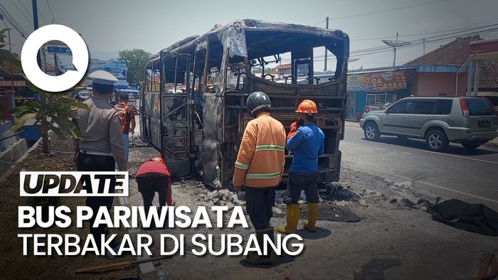 Bus Wisata Terbakar di Jalan Raya Subang-Bandung Seusai Melewati Tanjakan