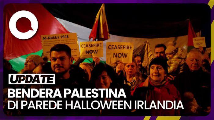 Bendera Palestina di Parede Halloween Irlandia: Dukungan untuk Warga Gaza