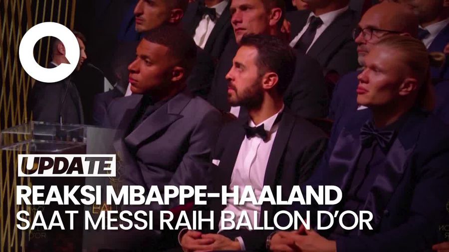 Reaksi Mbappe dan Haaland Saat Messi Raih Ballon dOr 2023