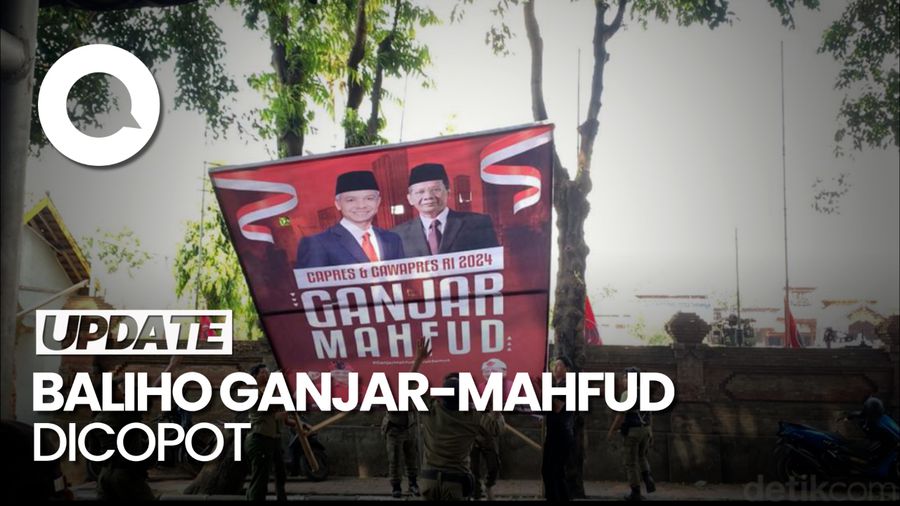 Video Pencopotan Baliho Ganjar-Mahfud Dekat Lokasi Kunjungan Jokowi di Bali 