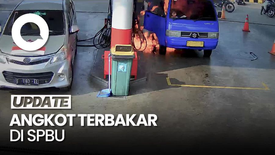 Angkot Terbakar di SPBU Sukabumi, Sopir Terluka