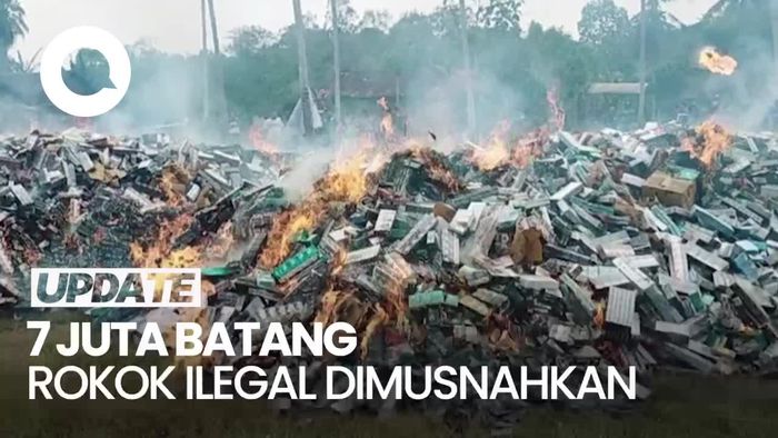 Penampakan 7 Juta Batang Rokok Ilegal Senilai Rp 8,6 Miliar Dimusnahkan