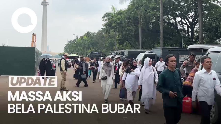 Sambil Lantunkan Selawat, Massa Aksi Bela Palestina Mulai Tinggalkan Monas