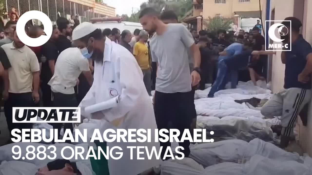 Sebulan Agresi Israel Ke Palestina: 9.883 Orang Tewas