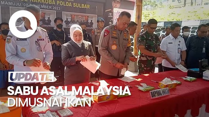 Polda Sulbar Musnahkan 250 Gram Sabu Asal Malaysia, Kurir-Pengedar Dibekuk