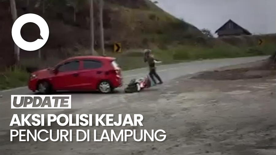 Detik-detik Polisi Ditabrak dan Nyaris Terlindas saat Kejar Pencuri di Lampung