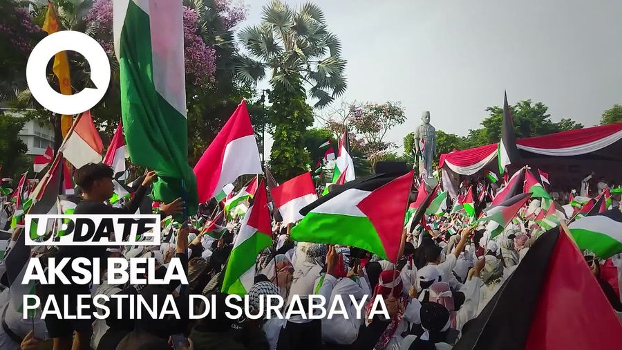Lautan Manusia di Aksi Bela Palestina di Surabaya
