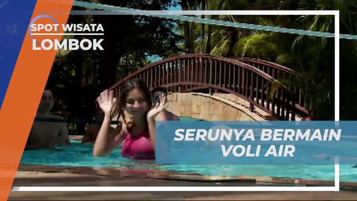 Serunya Adu Smash Bermain Voli Air di Kolam Renang Hotel, Lombok