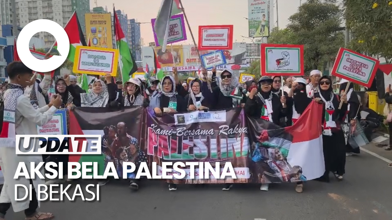 Aksi Bela Palestina Kembali Digelar, Massa Penuhi Kawasan CFD Bekasi