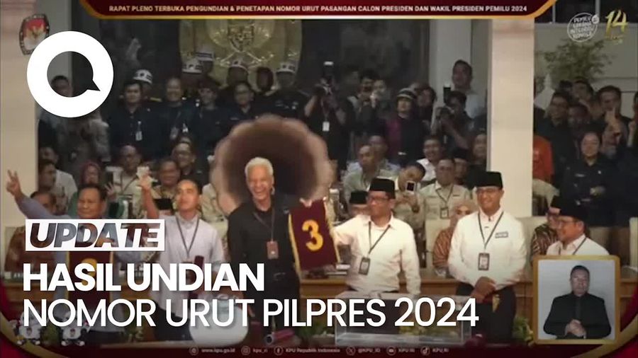 Nomor Urut Pilpres 2024: Anies 1, Prabowo 2, Ganjar 3