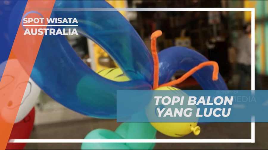 Memakai Topi yang Terbuat dari Warna-warni Rangkaian Balon, Australia