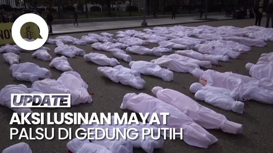 Aksi Protes Kematian di Gaza, Letakkan Lusinan Mayat Palsu di Gedung Putih