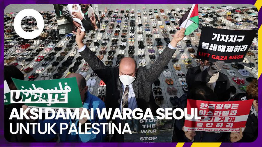 Aksi Damai di Seoul, 2 RIbu Sepatu Lambangkan Rakyat Palestina yang Tewas