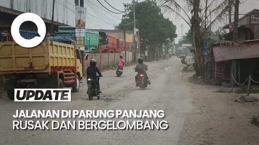Penampakan Jalan Parung Panjang yang Viral Gegara Rusak Parah