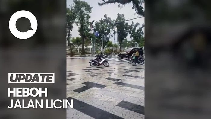 Penampakan Jalan Keramik di Medan yang Bikin Pemotor Tergelincir