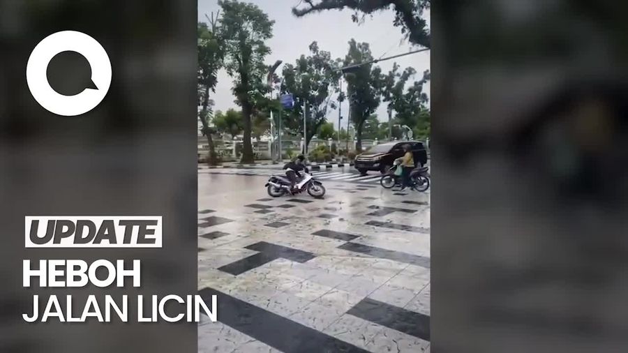 Penampakan Jalan Keramik di Medan yang Bikin Pemotor Tergelincir