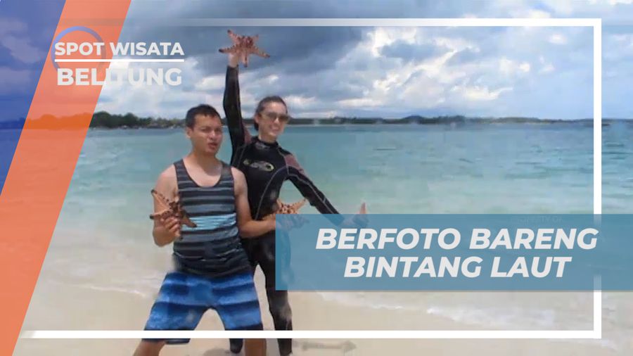 Cekrak-cekrek Berpose Seru Bareng Bintang Laut yang Lucu, Belitung