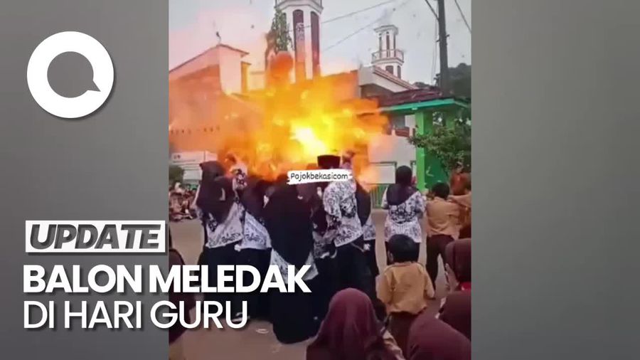 Detik-detik Balon Meledak Saat Perayaan Hari Guru di Bekasi