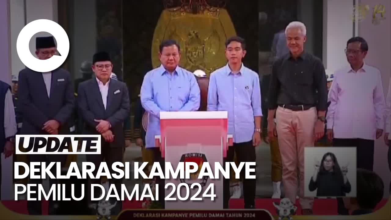 Momen 3 Capres-Cawapres Teken Deklarasi Kampanye Pemilu Damai 2024