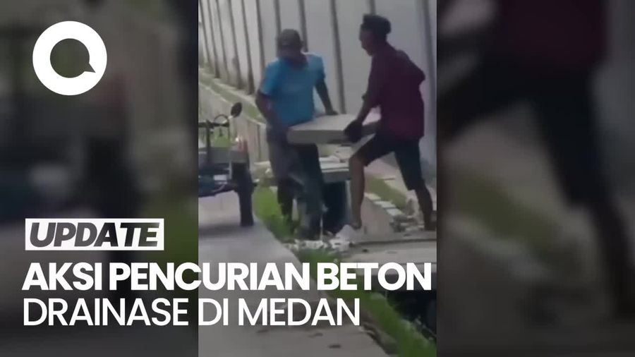 Heboh Pencurian Beton Drainase di Medan, Eh Kepergok Warga