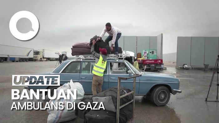 Penampakan Deretan Ambulans dan Truk di Perbatasan Mesir Menuju Gaza