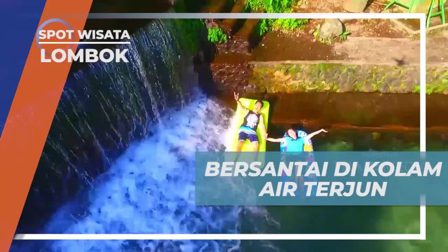 Bersantai Sejenak Bermain Dengan Floaties, Air Terjun Benang Kelambu Lombok 