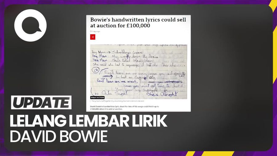 Lelang Lembar Lirik Tulisan Tangan David Bowie Terjual Rp 1,95 M