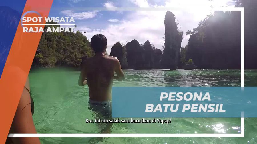 Batu Unik Menyerupai Pensil di Pulau Yapap Raja Ampat 
