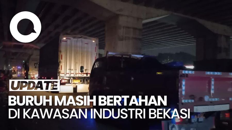 Masih Bertahan, Buruh Buka Satu Jalur Arah Tol di Kawasan Industri