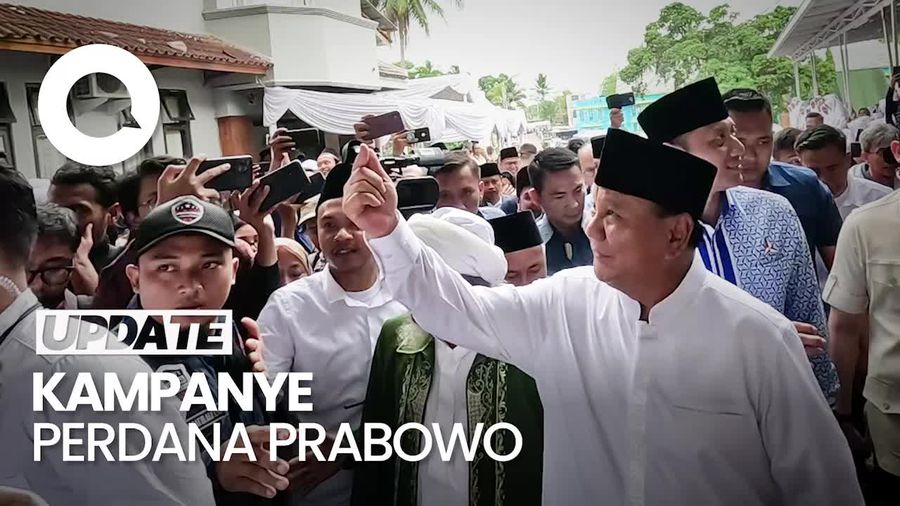 Kampanye Perdana, Prabowo Beri 7.000 Makan Siang-Susu ke Santri di Tasik