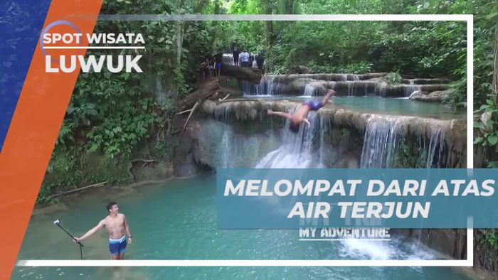 Melompat Dengan Gaya Dari Atas Air Terjun Salodik Luwuk Banggai