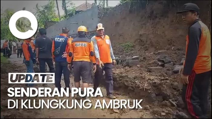Baru Dibangun 6 Bulan, Senderan Pura di Klungkung Ambruk