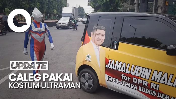 Unik! Caleg di Jepara Kampanye Pakai Kostum Superhero Ultraman