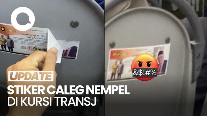 Geger Stiker Caleg Nempel di Kursi Penumpang Bus TransJ