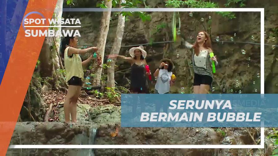 Asiknya Bermain Bubble di Air Terjun Dwi Mbai Sumbawa 
