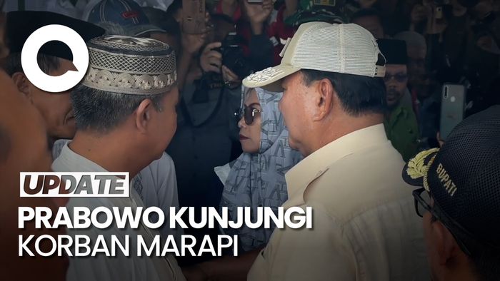 Momen Prabowo Kunjungi Korban Erupsi Gunung Marapi