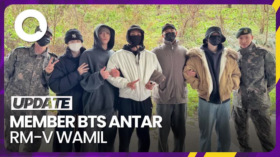 Potret Member BTS Antar RM dan V Wajib Militer