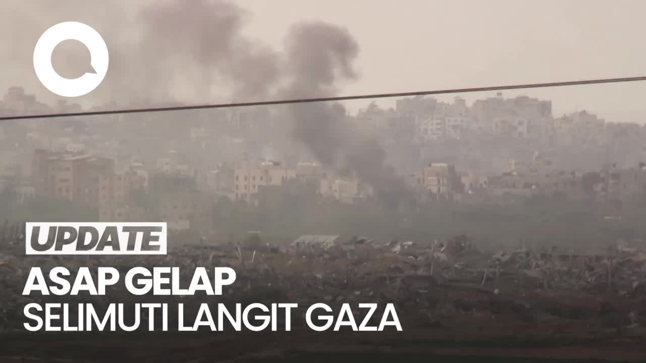 Serangan Israel Belum Berhenti, Gumpalan Asap Pekat Selimuti Langit Gaza