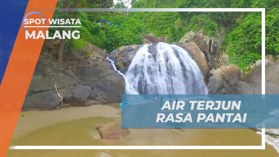 Pantai Banyu Anjlok, Menikmati Pesona Keindahan Air Terjun Rasa Pantai, Malang