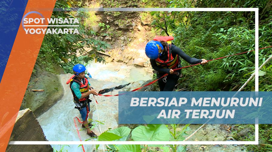 Persiapan Sebelum Memacu Adrenalin Menunuri Tebing Air Terju Kedung Pedut, Yogyakarta